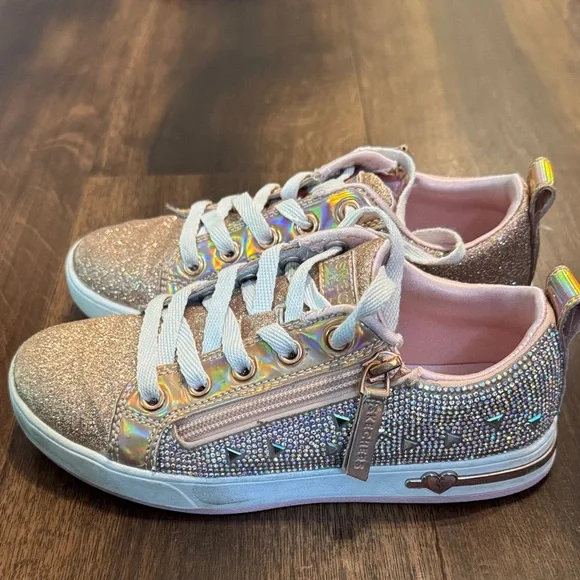 Kids' Skechers Shoutouts Glitter Queen Sparkly Gold Kids Sneakers - Picture 4 of 8